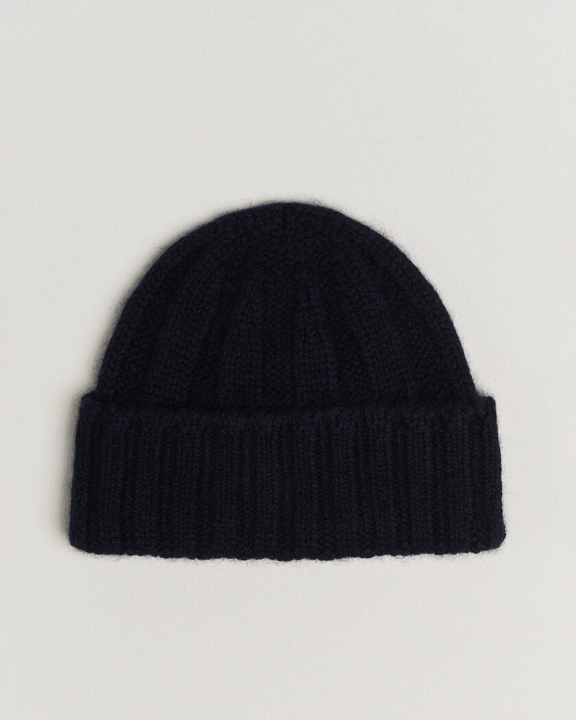 BEAMS PLUS Cashmere Rib Beanie Navy – Blå