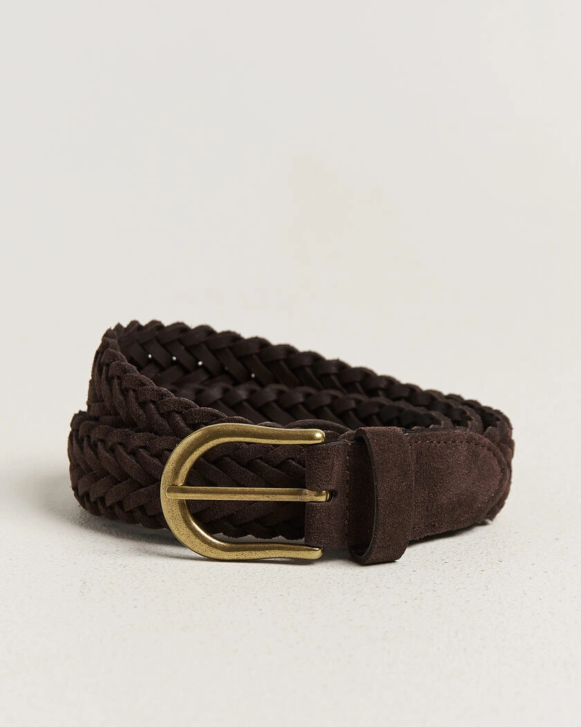 BEAMS PLUS Suede Braided Belt Dark Brown – Brun