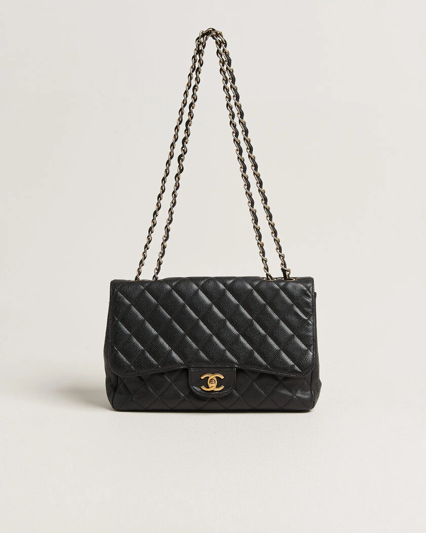  Chanel Pre-Owned Classic Jumbo Single Flap Bag Caviar Black – Svart