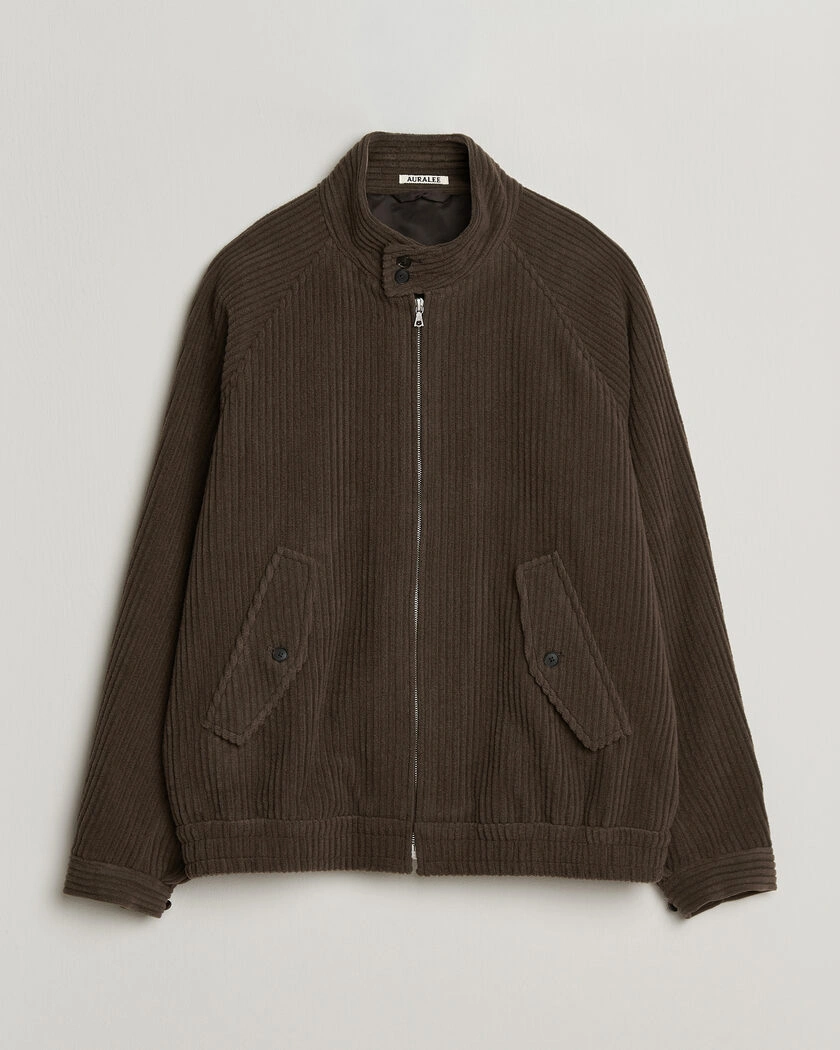 Auralee Wool Cashmere Corduroy Zip Jacket Smoky Brown – Brun