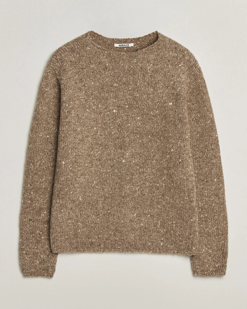 Auralee Homespun Tweed Knit Pullover Top Brown – Brun