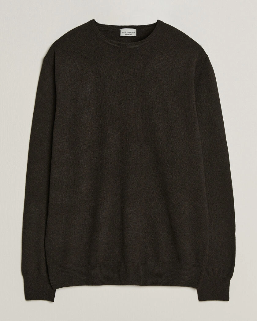 Morgano Wool/Cashmere Crewneck Dark Brown – Brun