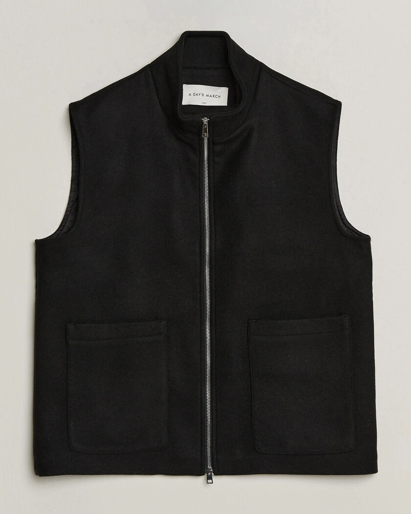 A Day's March Canora Lined Wool Vest Black – Svart