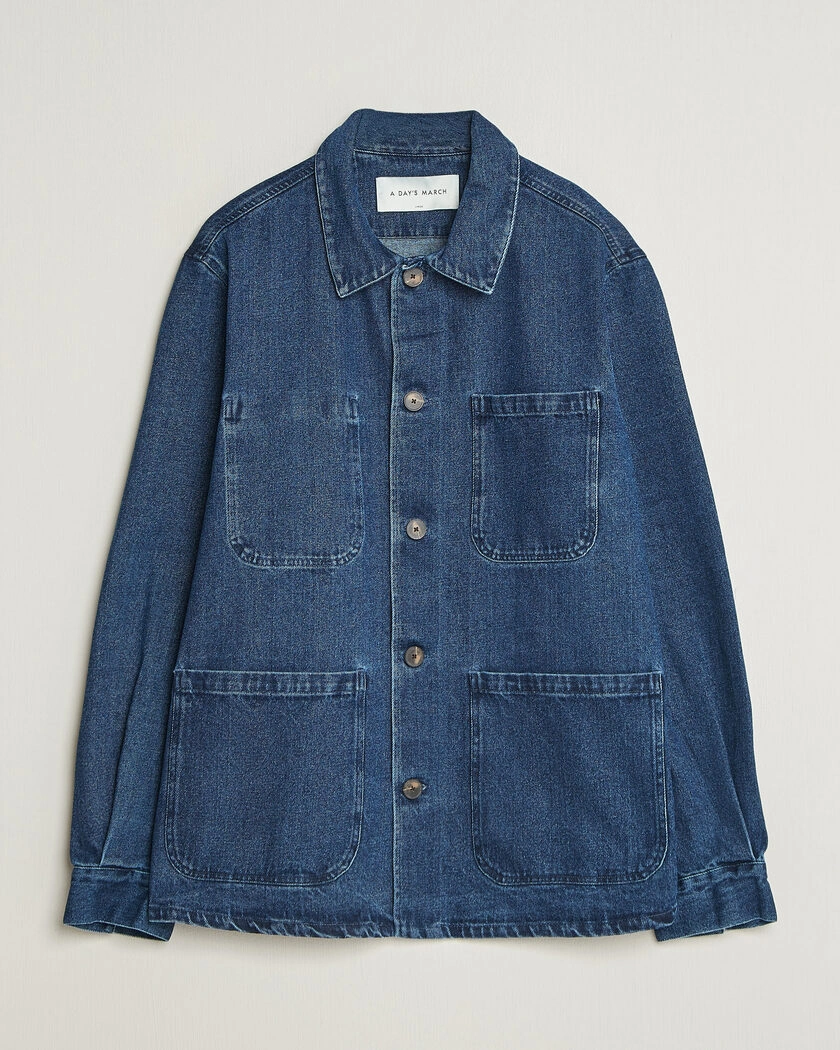 A Day's March Algot Denim Overshirt Dark Blue Wash – Blå