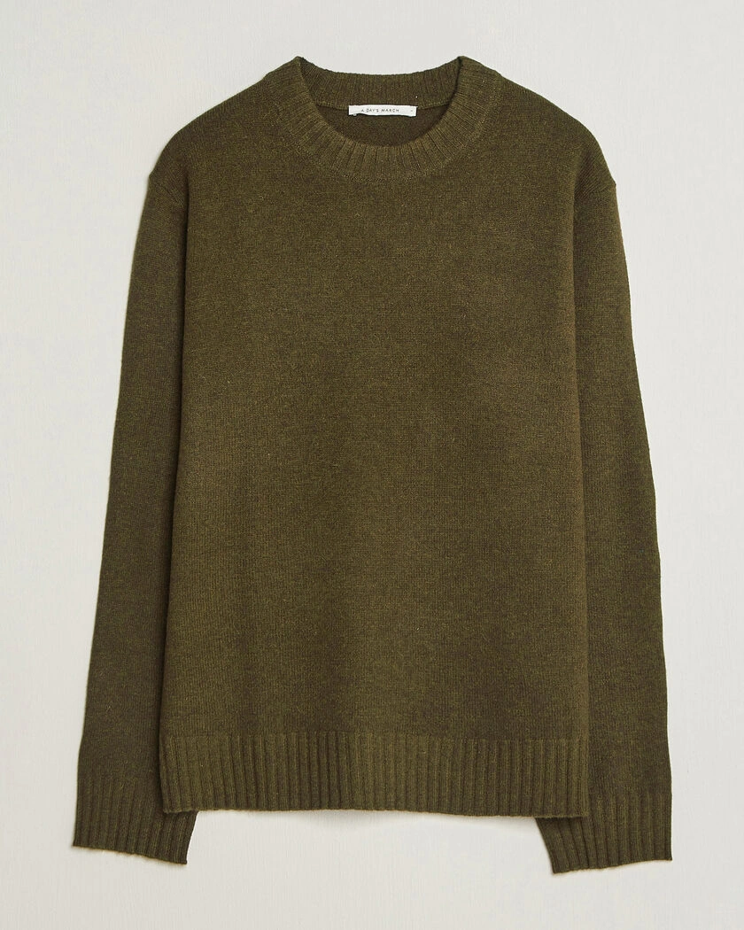 A Day's March Marlow Lambswool Sweater Forest Green – Grön