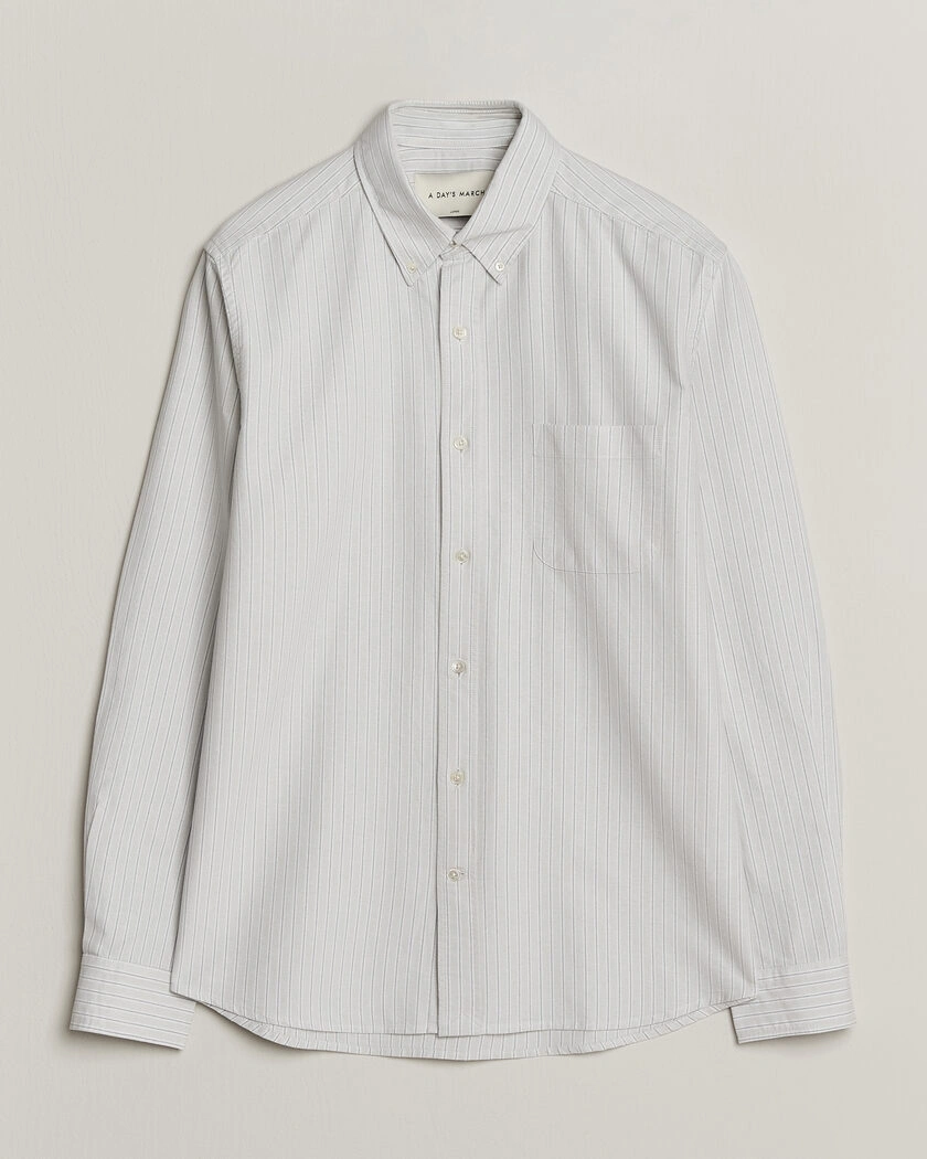 A Day's March Classic Flag Striped Oxford Shirt Grey/White – Flerfärgad