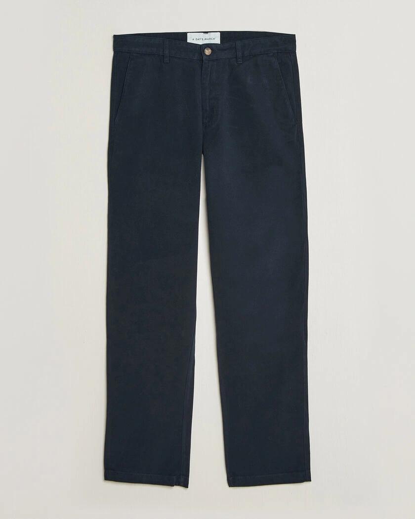 A Day's March Miller Cotton/Lyocell Trousers Navy – Blå