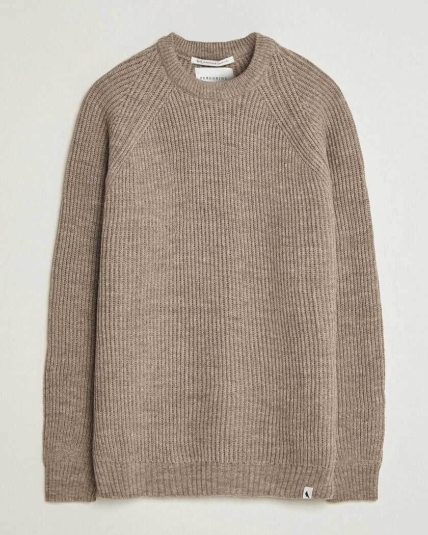 Peregrine Ford Knitted Wool Jumper Light Brown – Brun