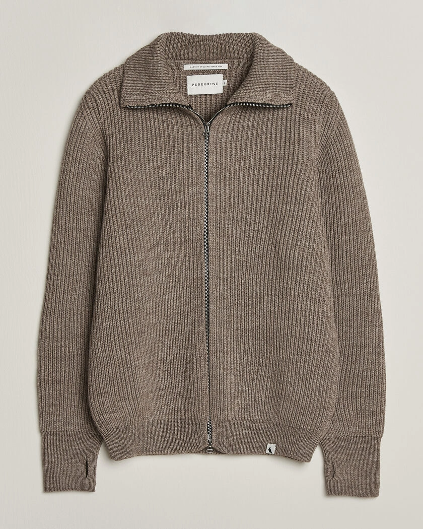Peregrine Fisherman Merino Zip Cardigan Light Brown – Brun