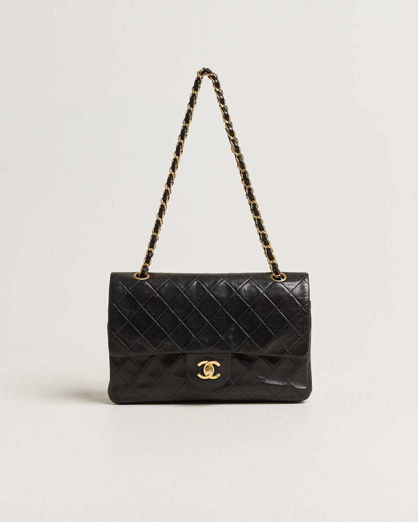 Chanel Pre-Owned Classic Medium Double Flap Bag Lambskin Black – Svart