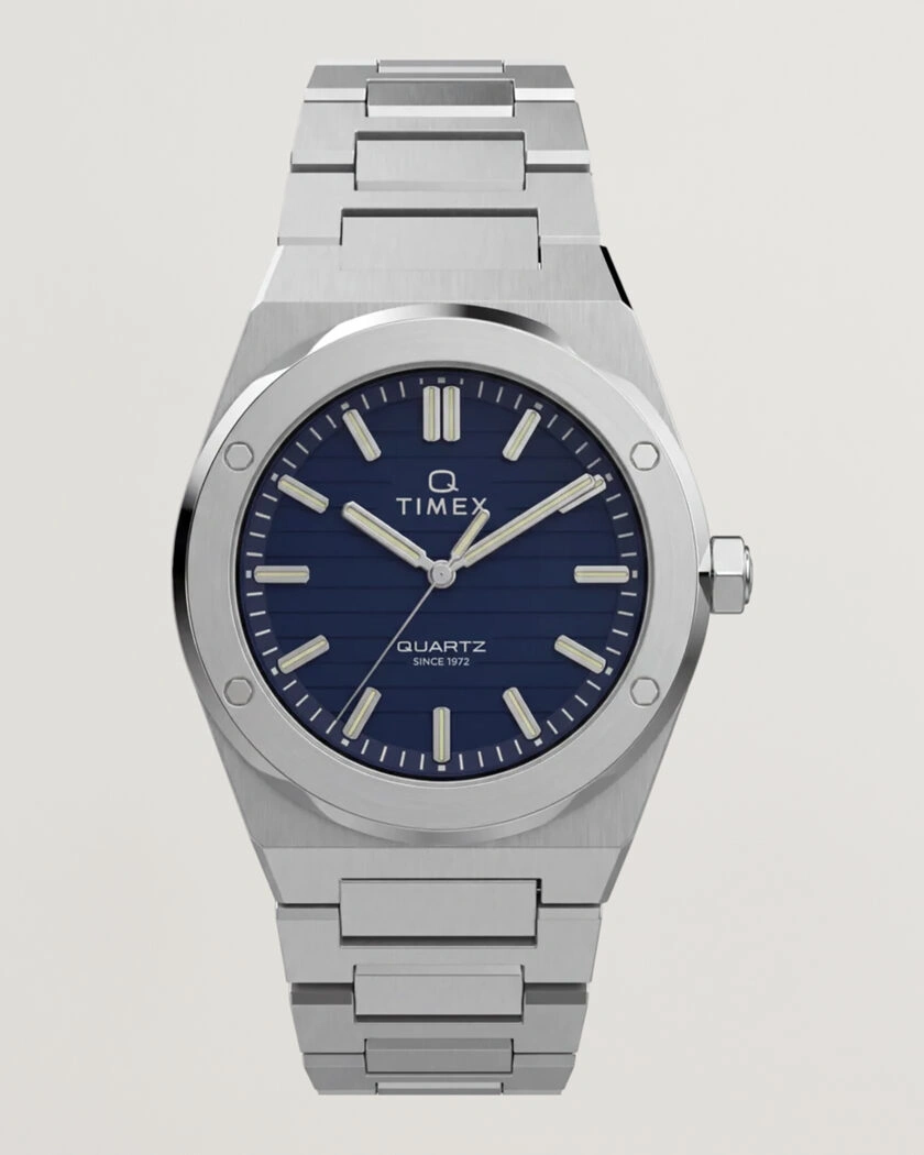 Timex Q Marbella Quartz Stainless Steel 40,5mm Blue Dial – Blå