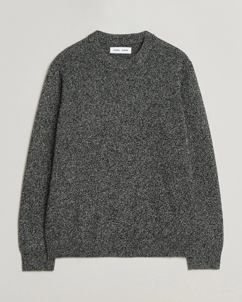 Samsøe Samsøe Isak Knitted Crew Neck Black White Melange – Svart