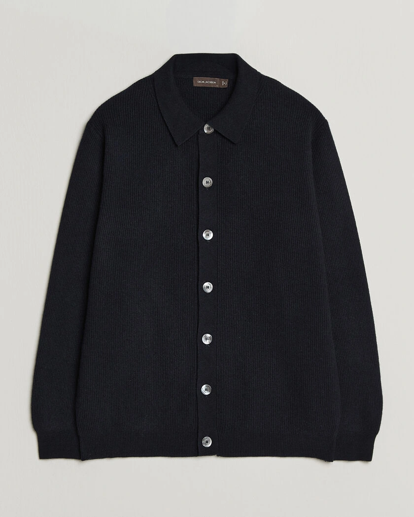  Oscar Jacobson Federico Wool/Cashmere Cardigan Navy – Blå