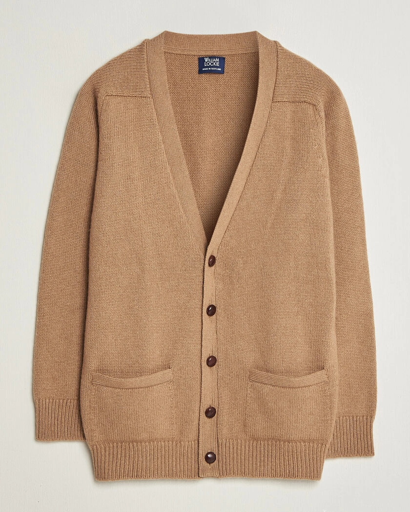 William Lockie Datchet Camelhair Cardigan Natural Brown – Brun