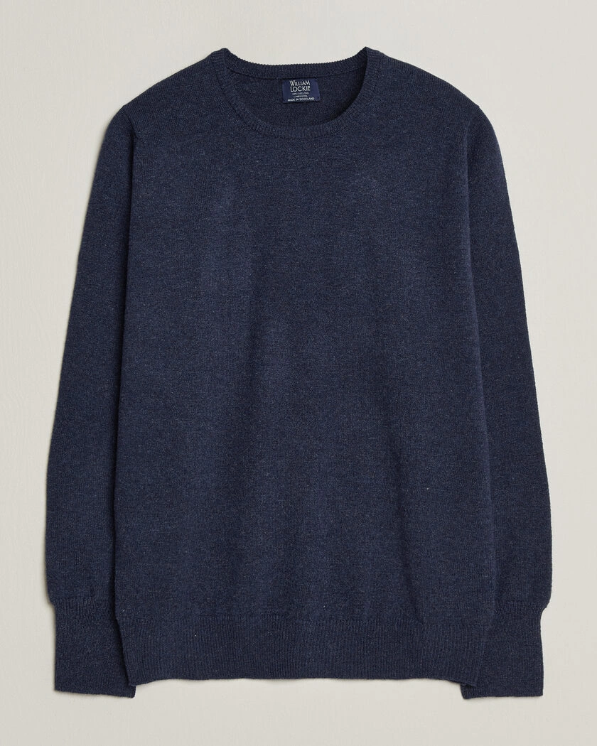 William Lockie Rob Lambswool Crewneck Astra – Blå