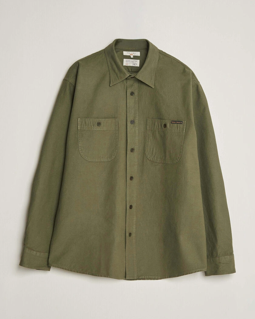 Nudie Jeans Julian Worker Shirt Olive Green – Grön