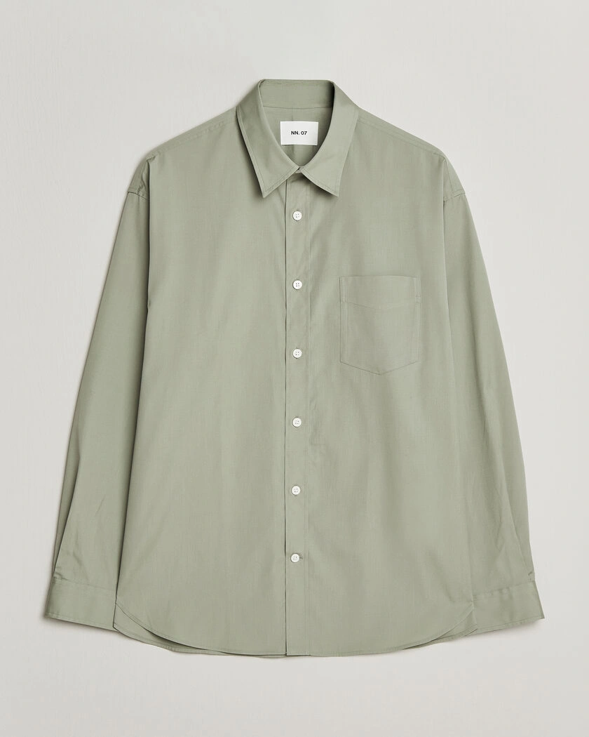 NN07 Skyler Relaxed Fit Supima Cotton Shirt Pale Green – Grön
