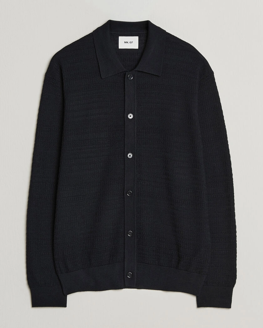 NN07 Nate Wool Knitted Cardigan Deep Navy – Blå