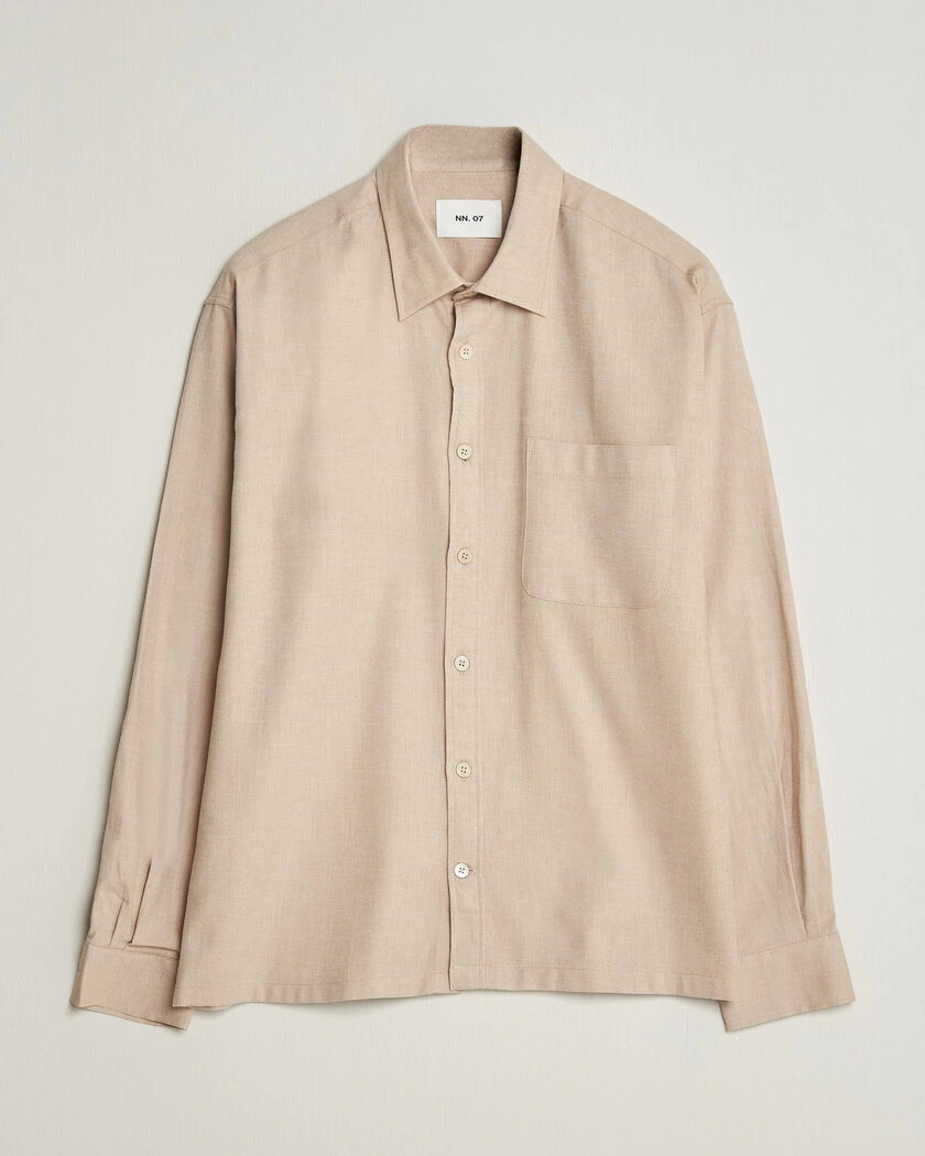 NN07 Deon Brushed Light Flannel Shirt Desert Khaki – Beige