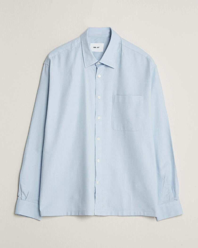 NN07 Deon Brushed Light Flannel Shirt Sky Mist – Blå