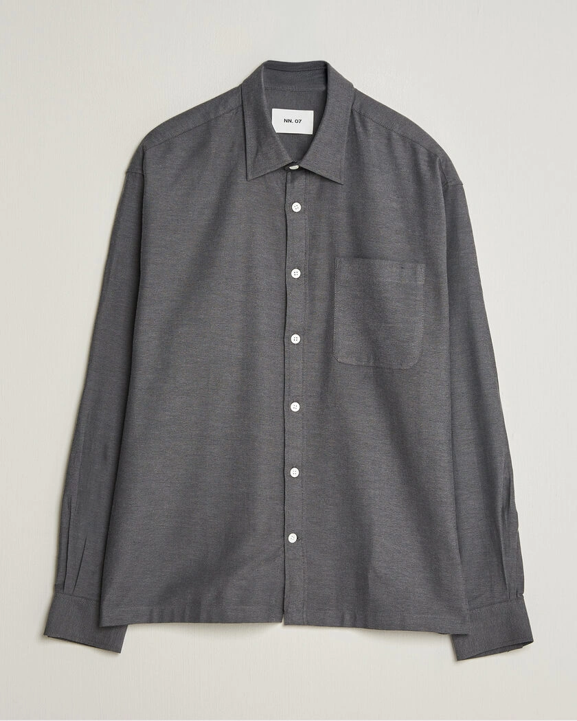 NN07 Deon Brushed Light Flannel Shirt Dark Grey – Grå