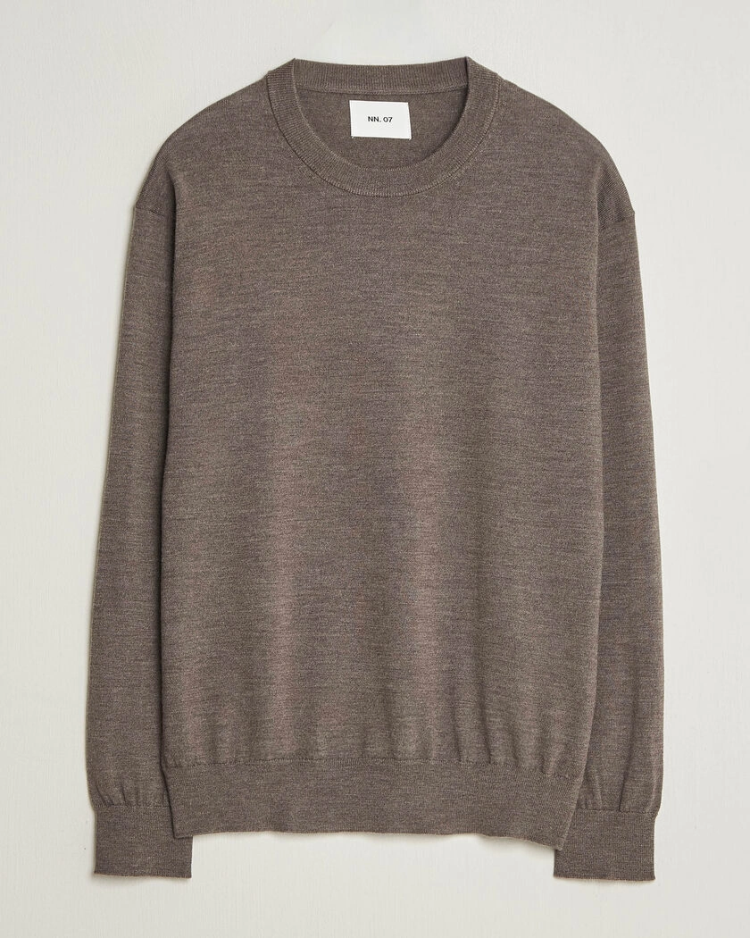 NN07 Nate Wool Knitted Crew Neck Mable Husk – Brun