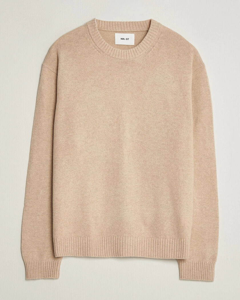 NN07 Russel Wool/Cotton Knitted Sweater Ecru – Vit