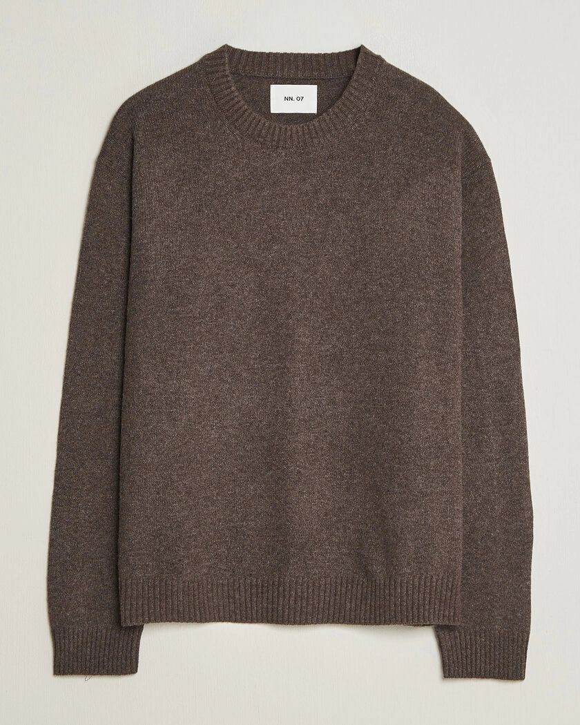 NN07 Russel Wool/Cotton Knitted Sweater Mable Husk – Brun
