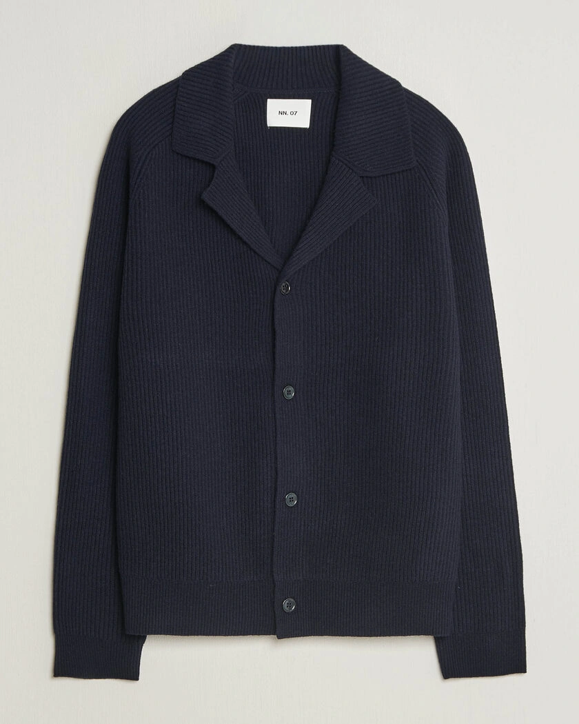 NN07 Shane Wool Knitted Cardigan Navy Blue – Blå