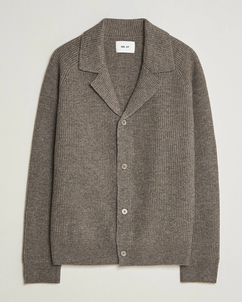 NN07 Shane Wool Knitted Cardigan Mable Husk – Brun