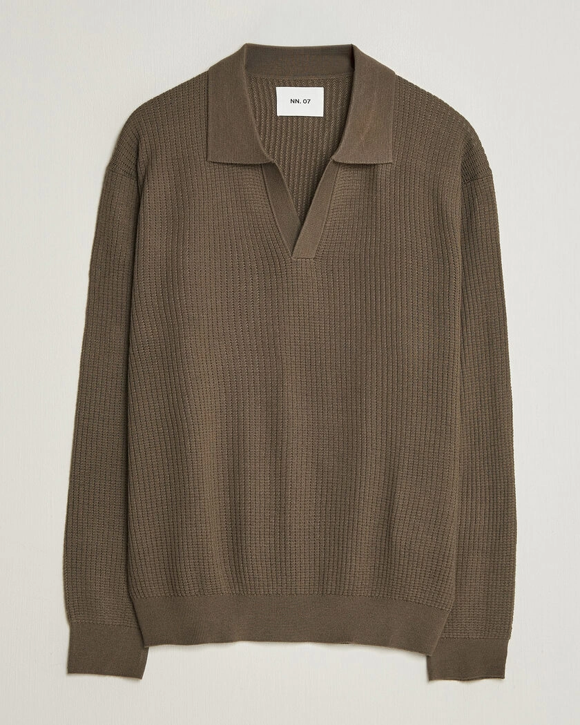 NN07 Nate Wool Knitted Polo Mable Husk – Brun