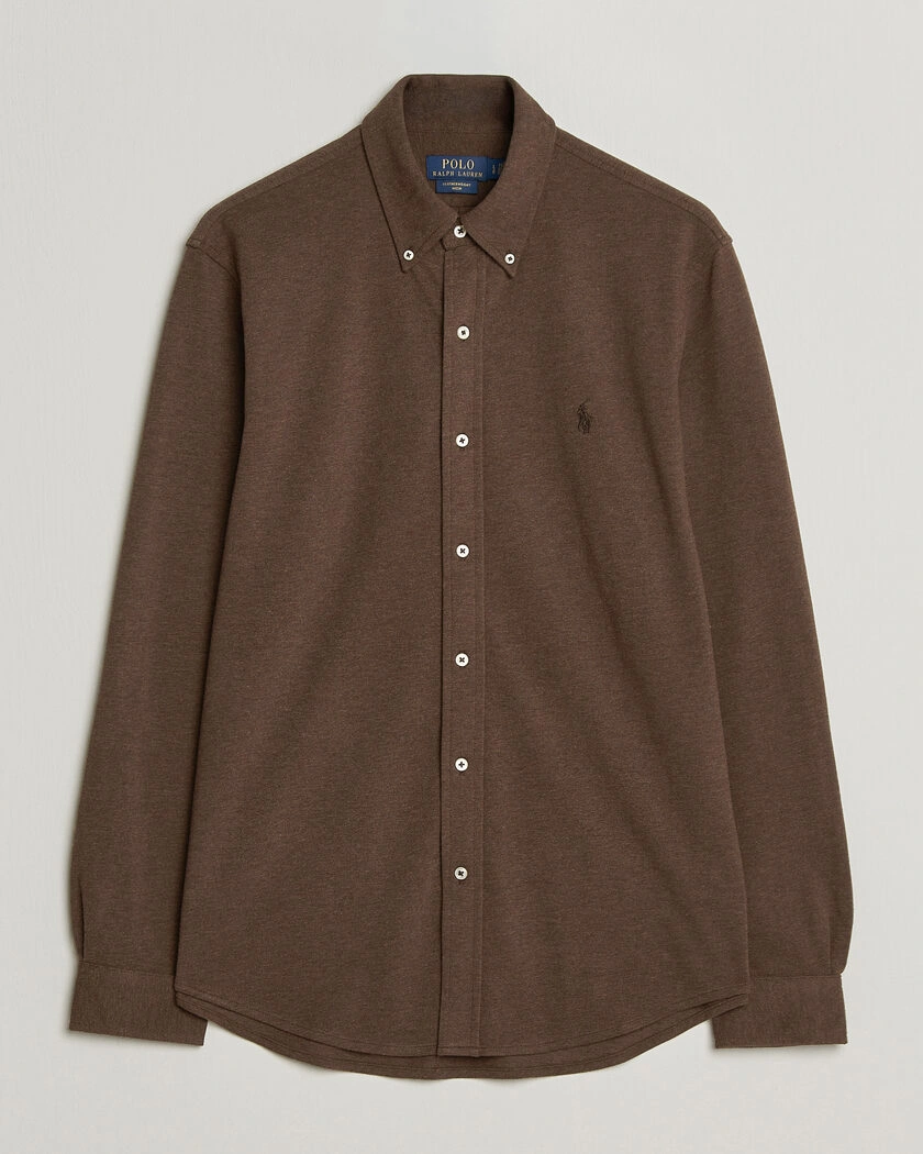 Polo Ralph Lauren Featherweight Mesh Shirt Nutmeg Brown Heather – Brun