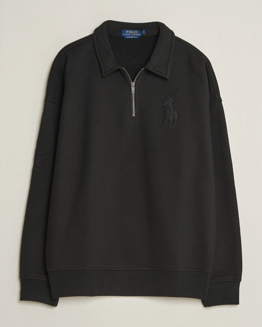 Polo Ralph Lauren Heavy Weight Half Zip Fleece Polo Black – Svart