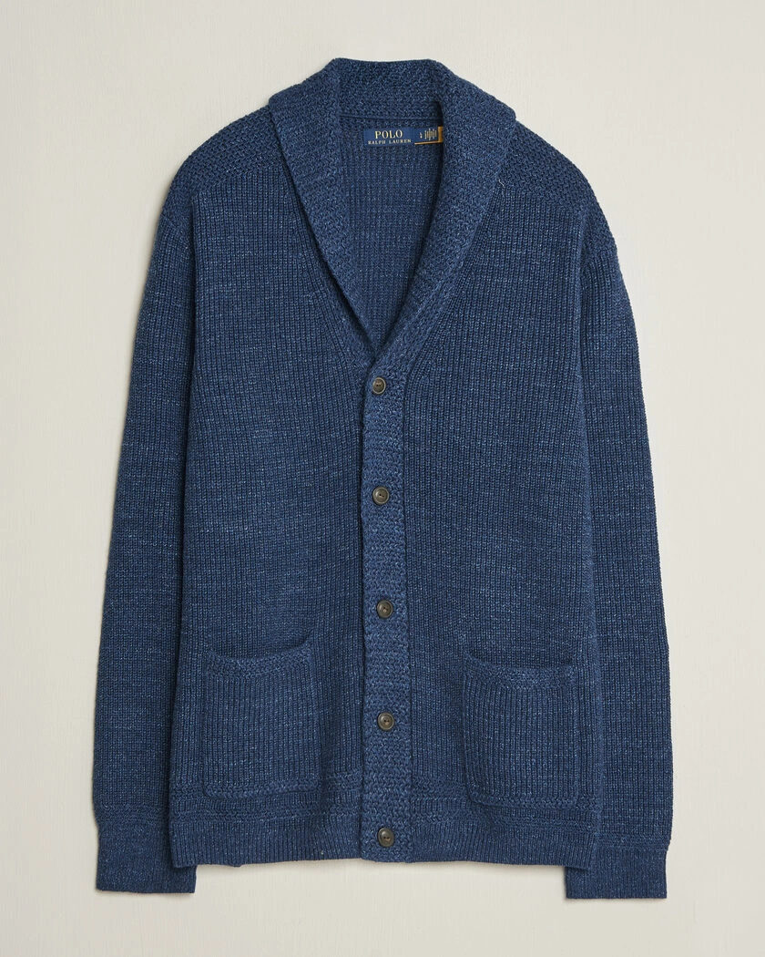 Polo Ralph Lauren Cotton Shawl Cardigan Blue Marl – Blå