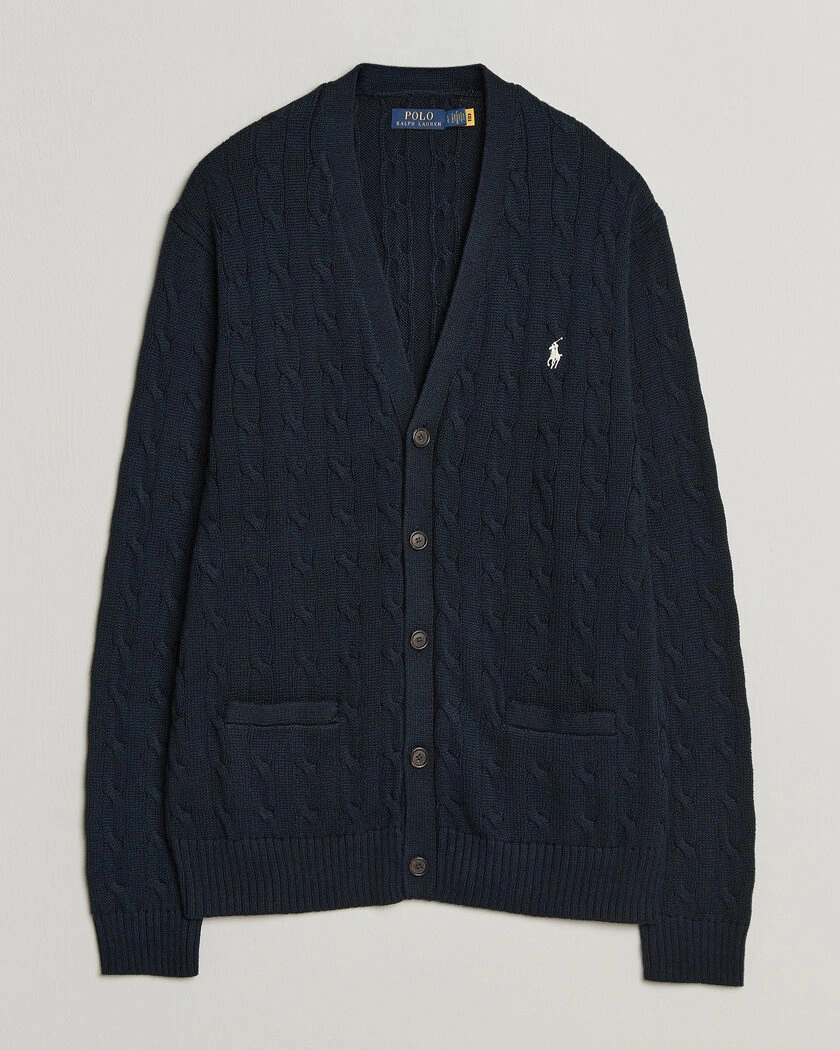 Polo Ralph Lauren Cotton Cable Cardigan Hunter Navy – Blå