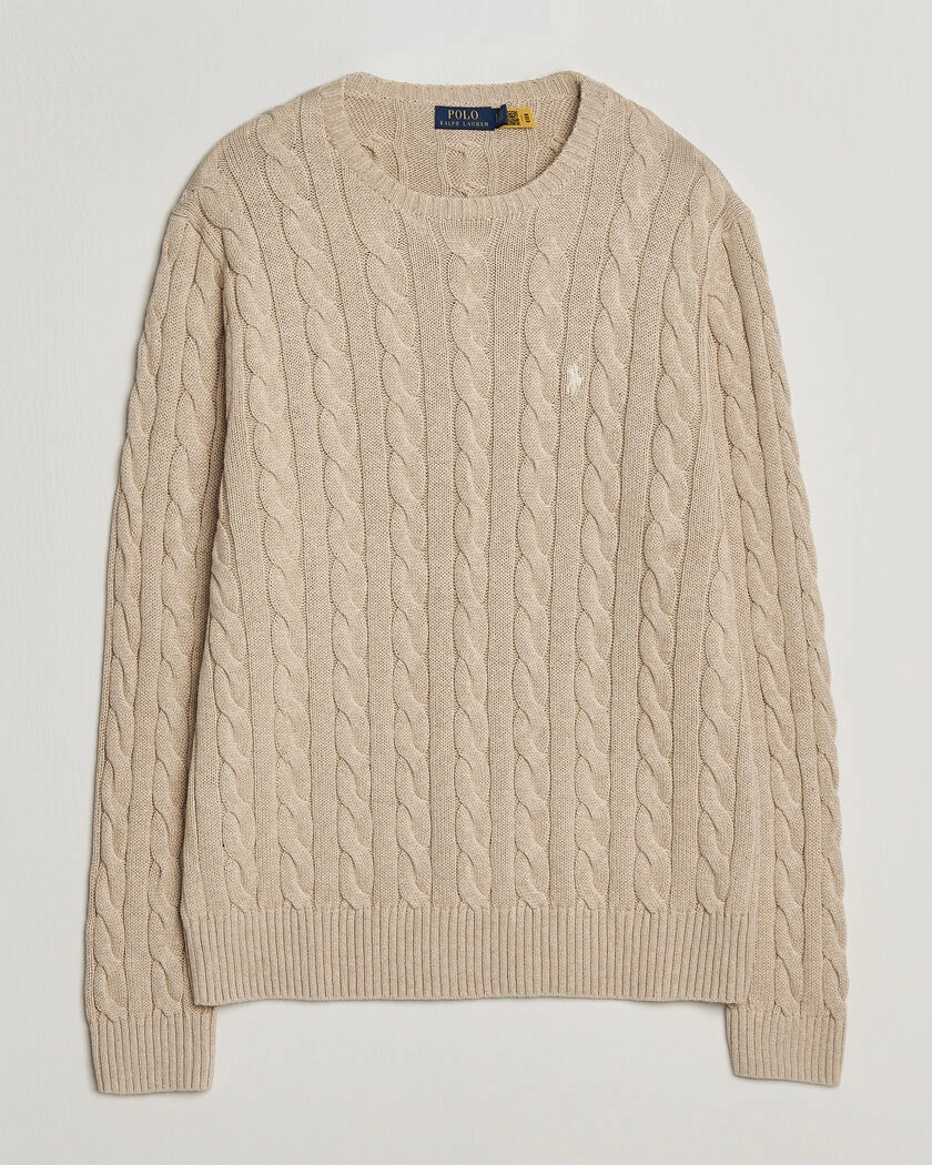 Polo Ralph Lauren Cotton Cable Pullover Jicama Brown Heather – Brun