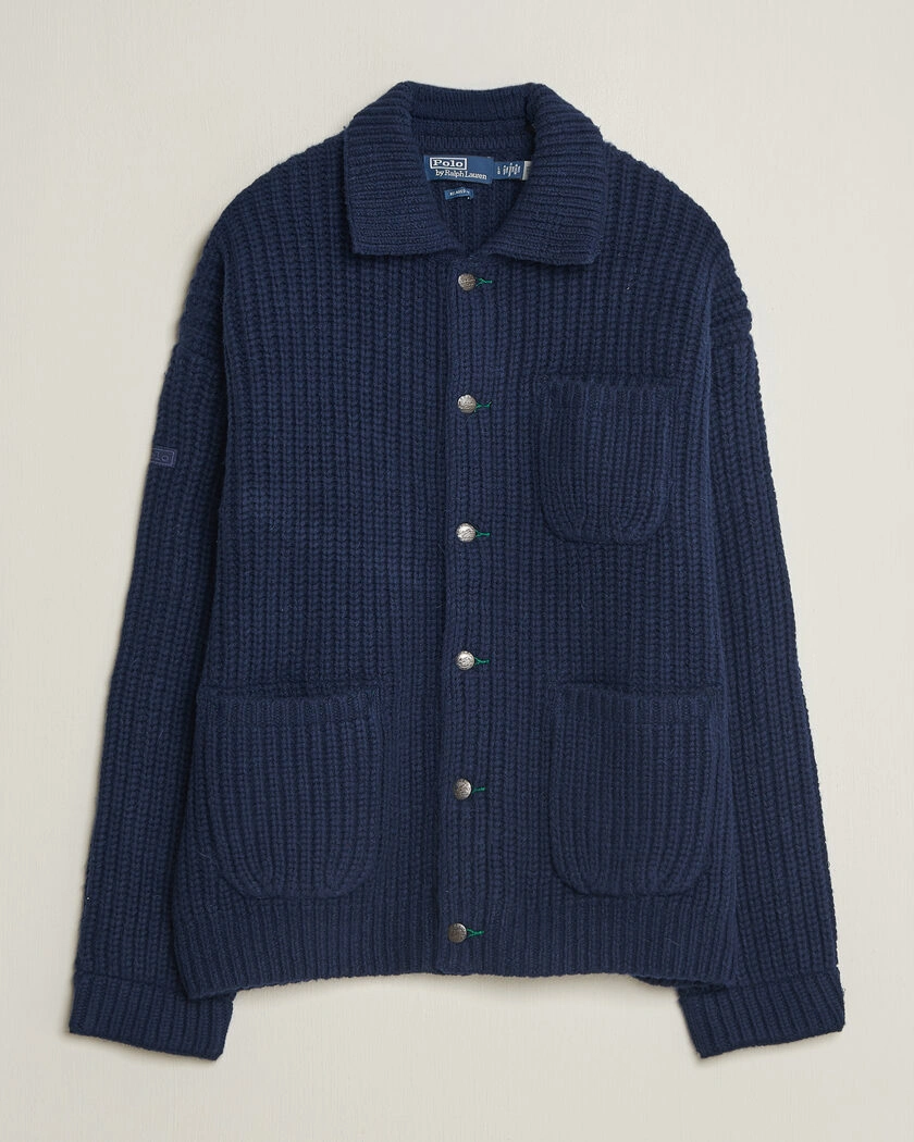 Polo Ralph Lauren Wool Blend Button Cardigan Blue Stonecrop – Blå