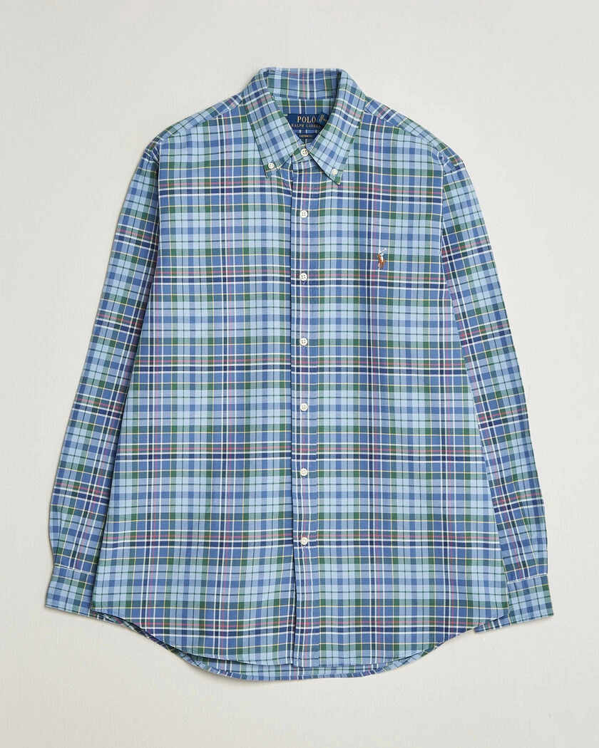Polo Ralph Lauren Custom Slim Fit Check Oxford Shirt Blue Dusty/Green – Flerfärgad