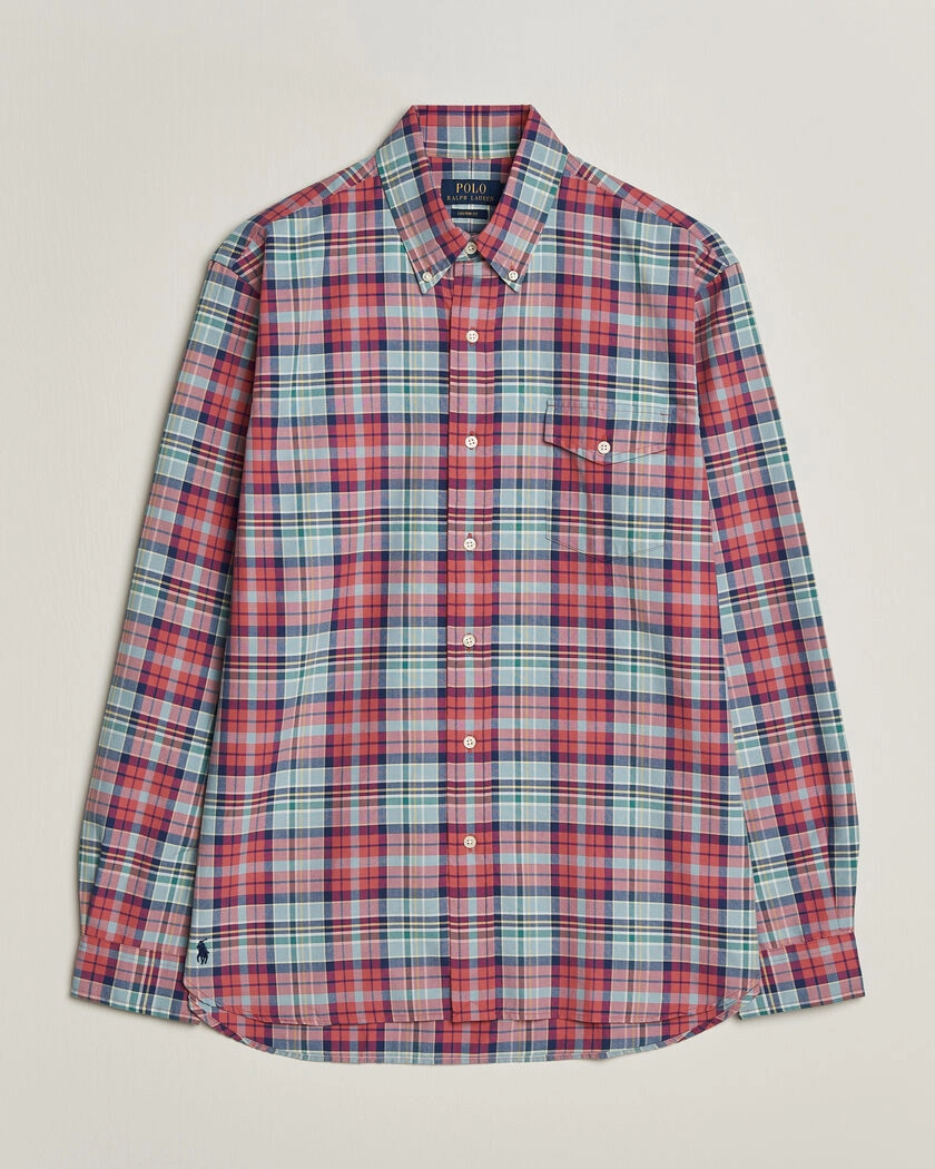 Polo Ralph Lauren Classic Fit Checked Oxford Sport Shirt Red Dusty Blue – Blå