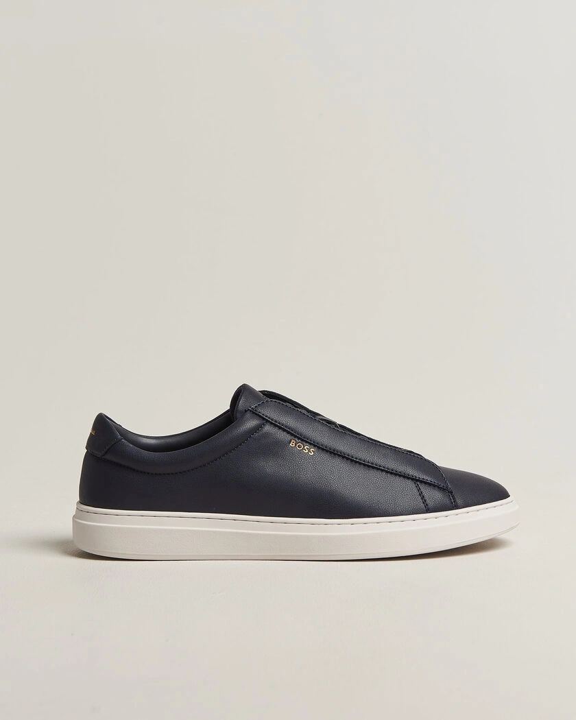 BOSS BLACK Kieran Leather Sneaker Dark Blue – Blå