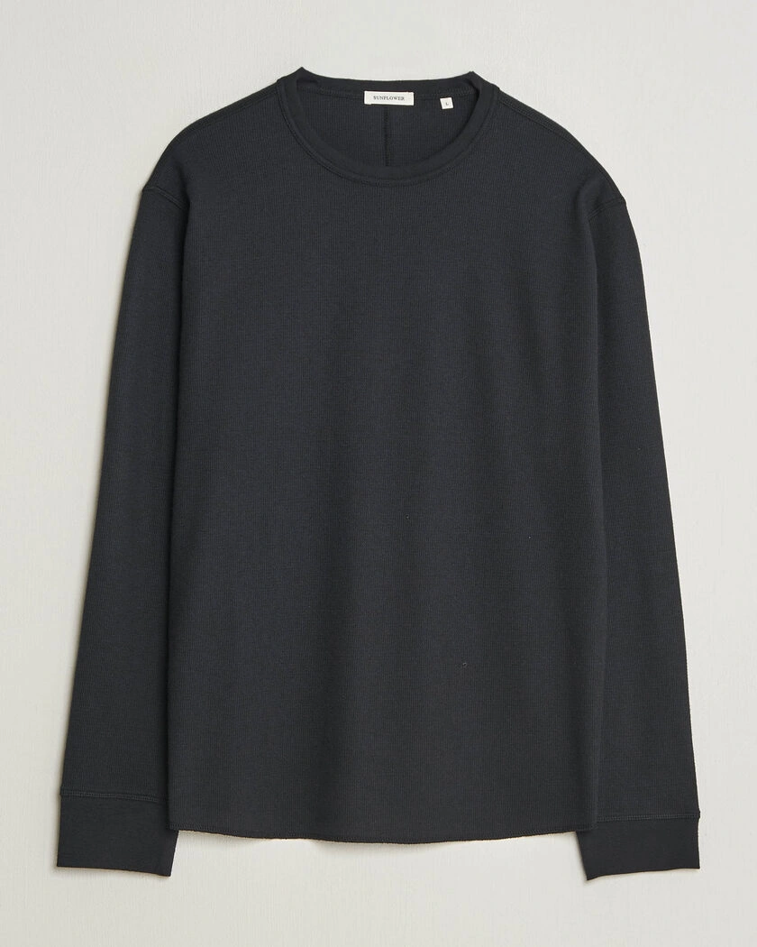 Sunflower Wool Waffle Long Sleeve T-Shirt Black – Svart