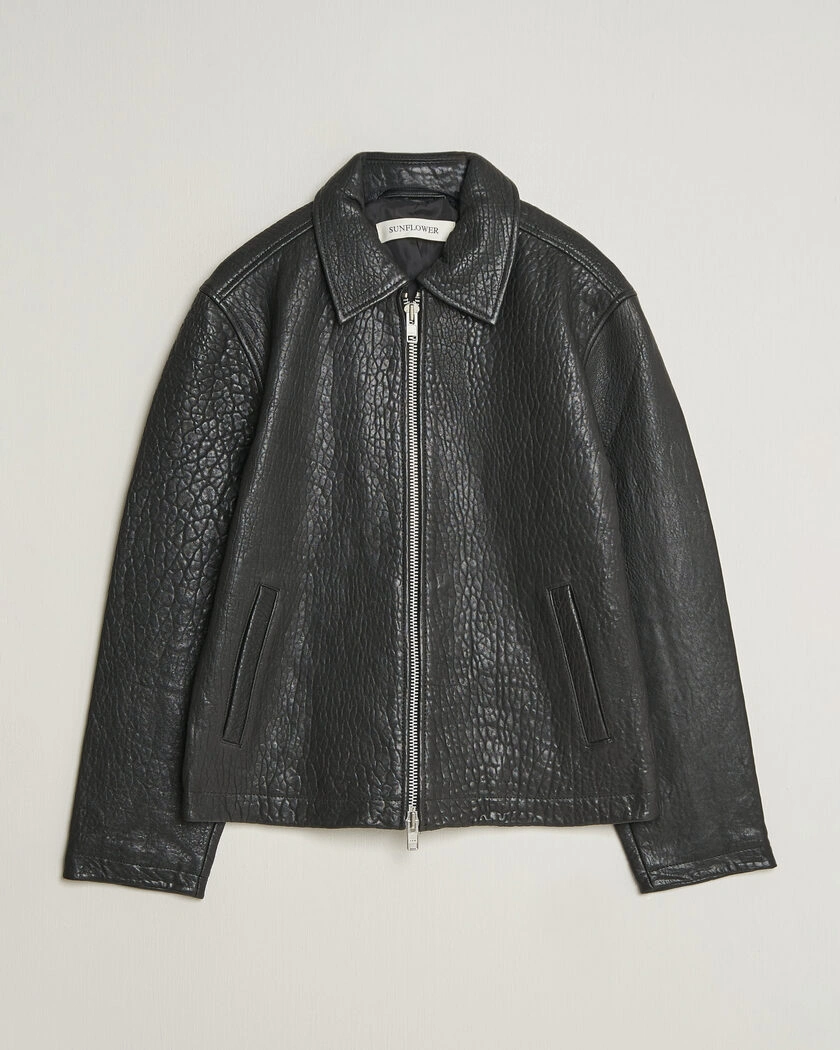 Sunflower Short Leather Jacket Black – Svart