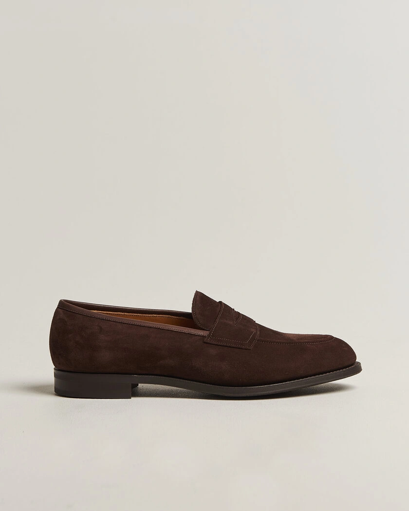 Edward Green Piccadilly Penny Loafer Mink Suede – Brun