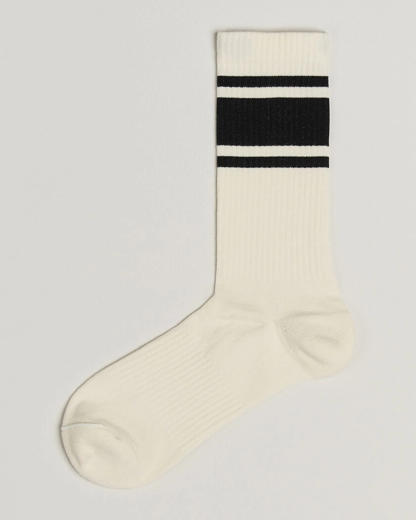 Sweyd Triple Stripe Cotton Socks White/Black – Vit