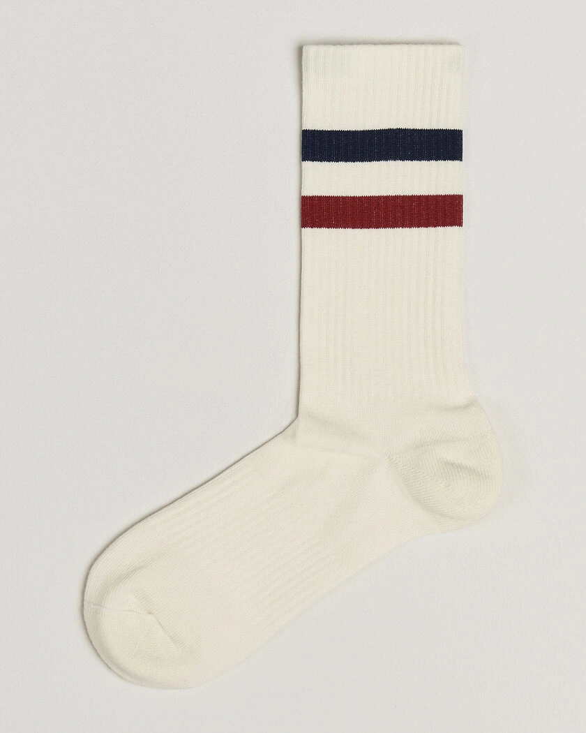 Sweyd Two Stripe Cotton Socks Navy/Red/White – Vit