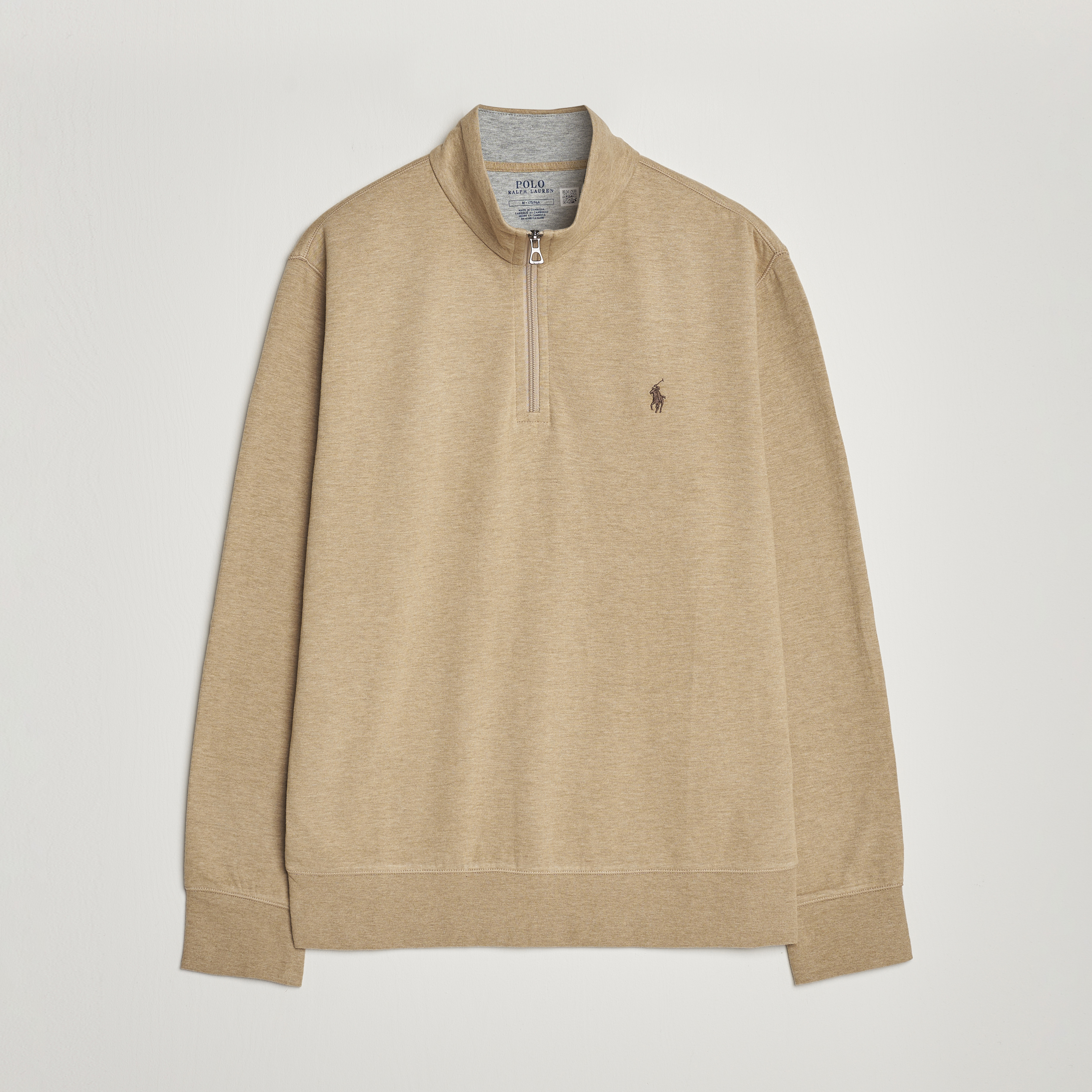 Polo Ralph Lauren Tech Double Knit Half Zip Luxury Tan Heather | Herr - Car