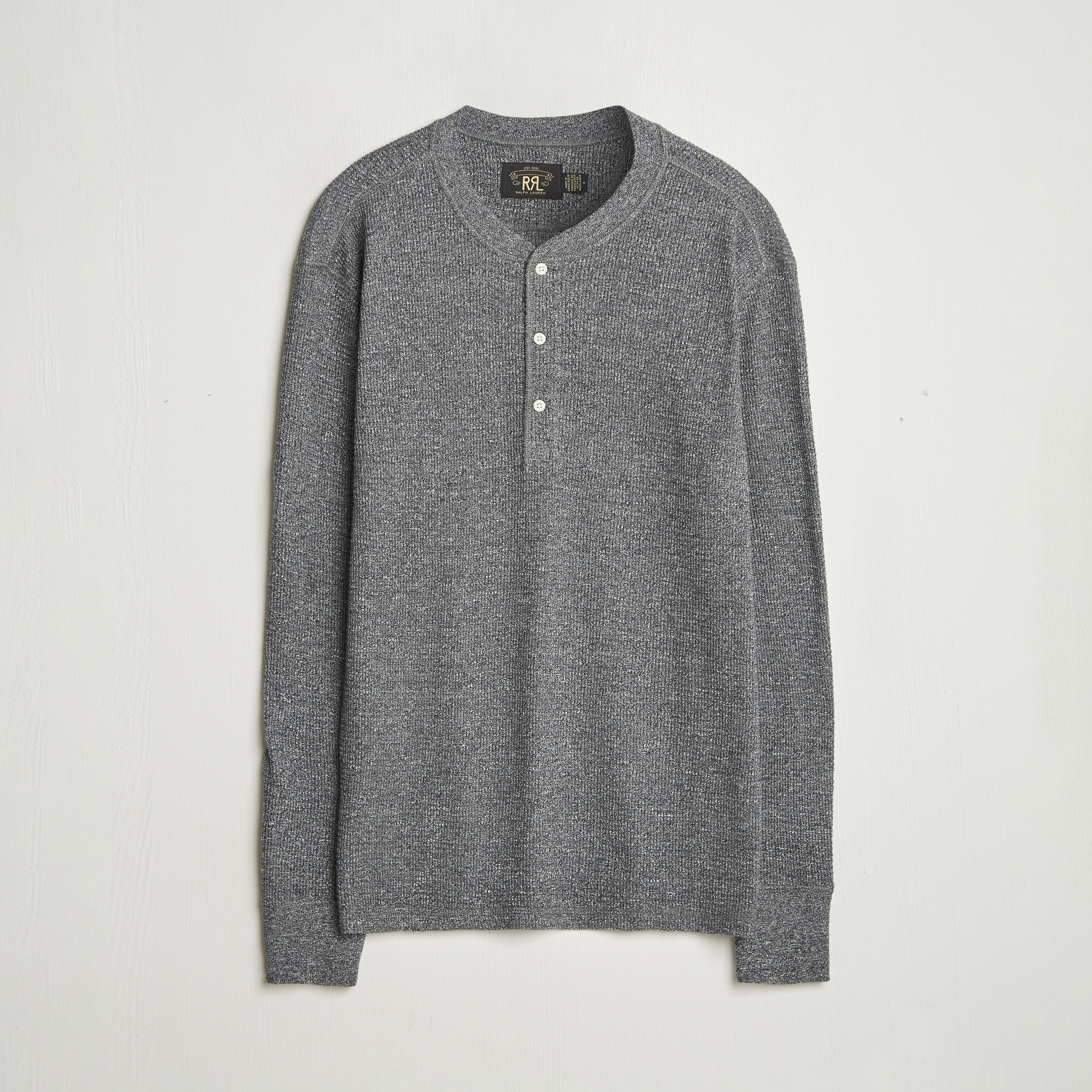 RRL Long Sleeve Henley Charcoal Heather | Herr - Care of Carl