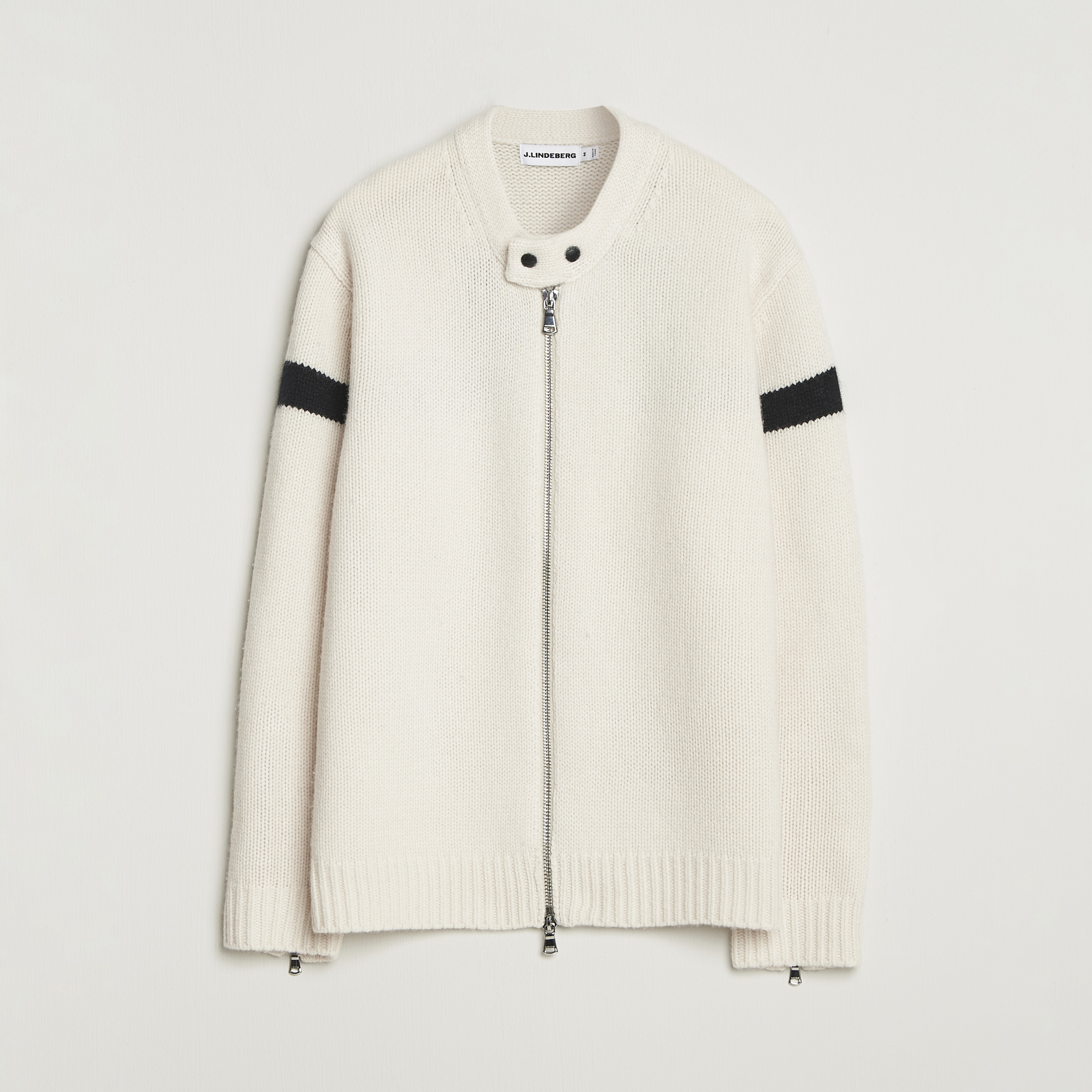 J.Lindeberg Kessler Biker Wool Full Zip Moonbeam | Herr - Care of Carl