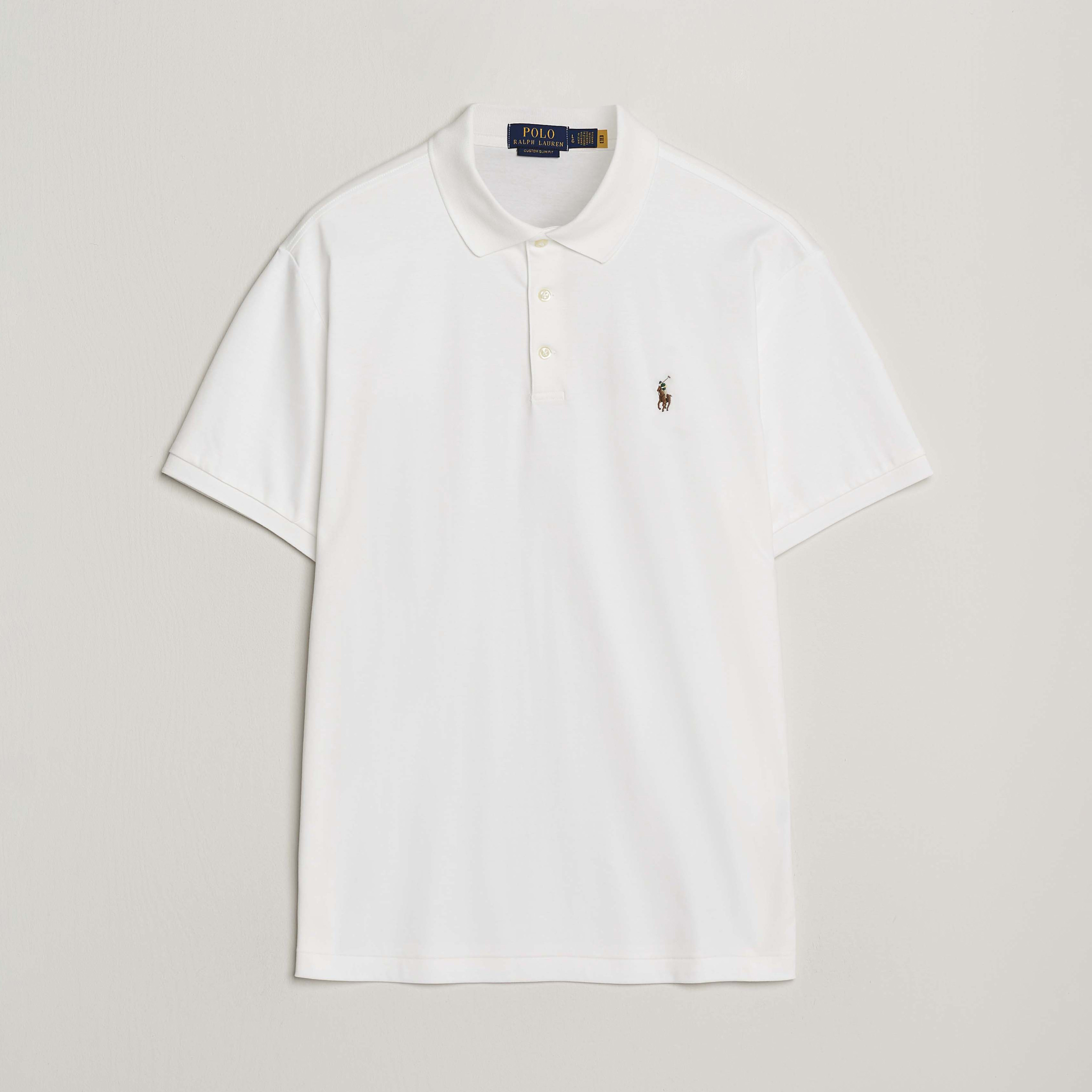 Polo Ralph Lauren Custom Slim Fit Cotton Polo White | Herr - Care of Carl