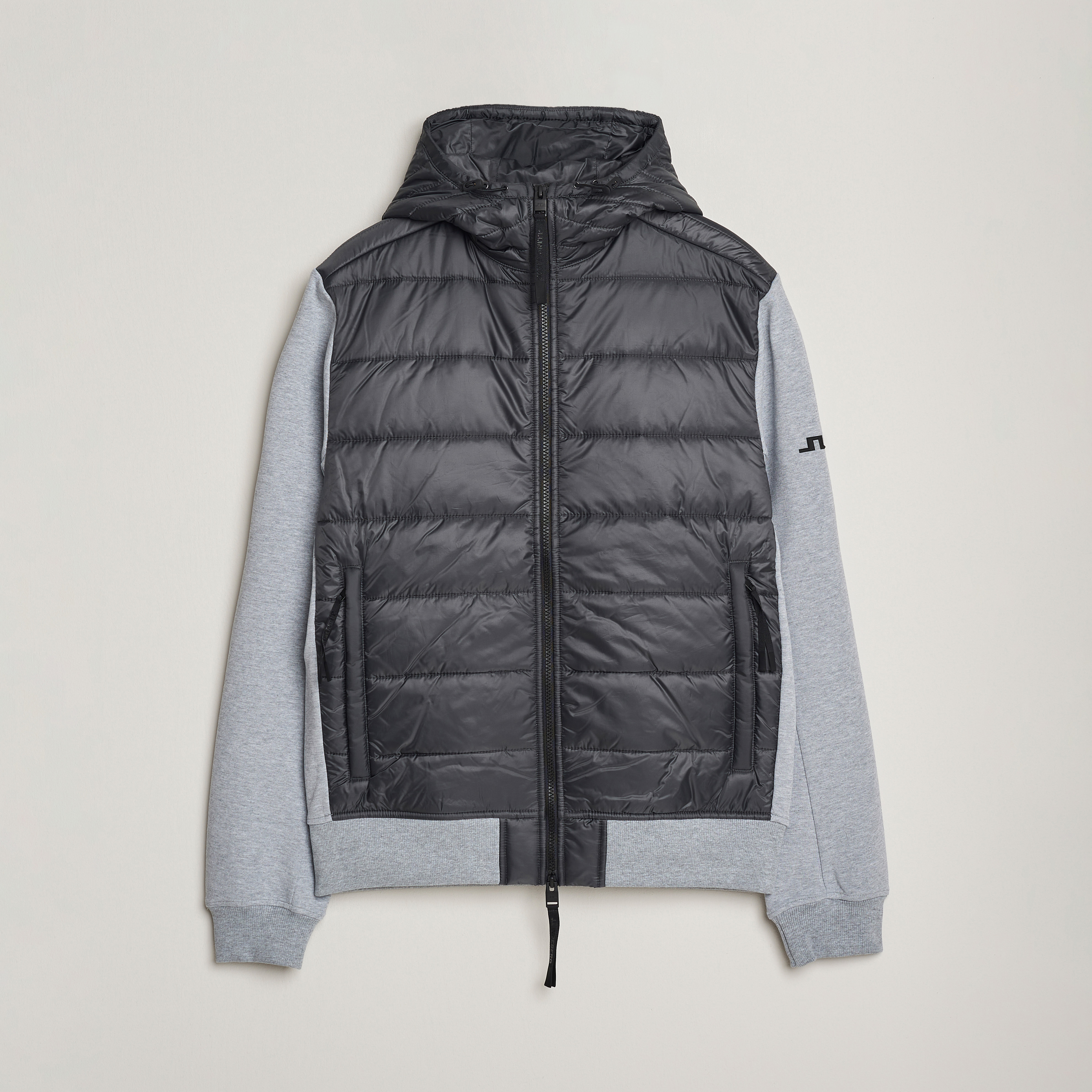 J.Lindeberg Seth Hybrid Hooded Full Zip Medium Grey Melange | Herr - Care o